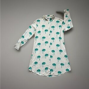 Long Sleeve Palm Print Dress Sz L
